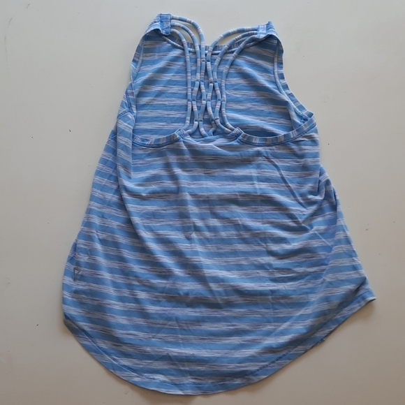 Ivivva 6 blue stripe criss cross athletic tank top - Picture 2 of 9
